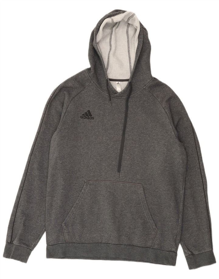 Adidas Mens Hoodie Jumper Large Grey Cotton