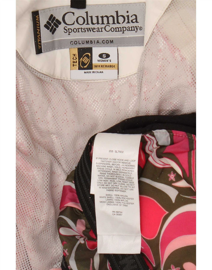 Columbia Womens Hooded Ski Jacket UK 10 Small White Colourblock Nylon
