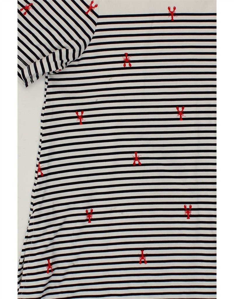 JOULES Womens T-Shirt Dress UK 14 Large White Striped Cotton Vintage Joules and Second-Hand Joules from Messina Hembry 