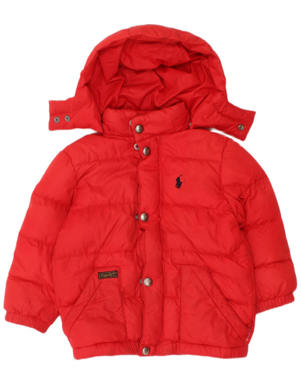 Polo Ralph Lauren Baby Boys Hooded Padded Jacket 18-24 Months Red Polyester