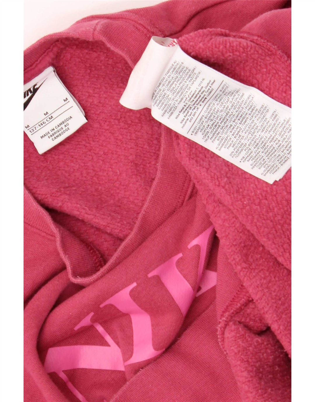 Nike Girls Crop Graphic Oversized Sweatshirt Jumper 10-11 Years Medium Pink