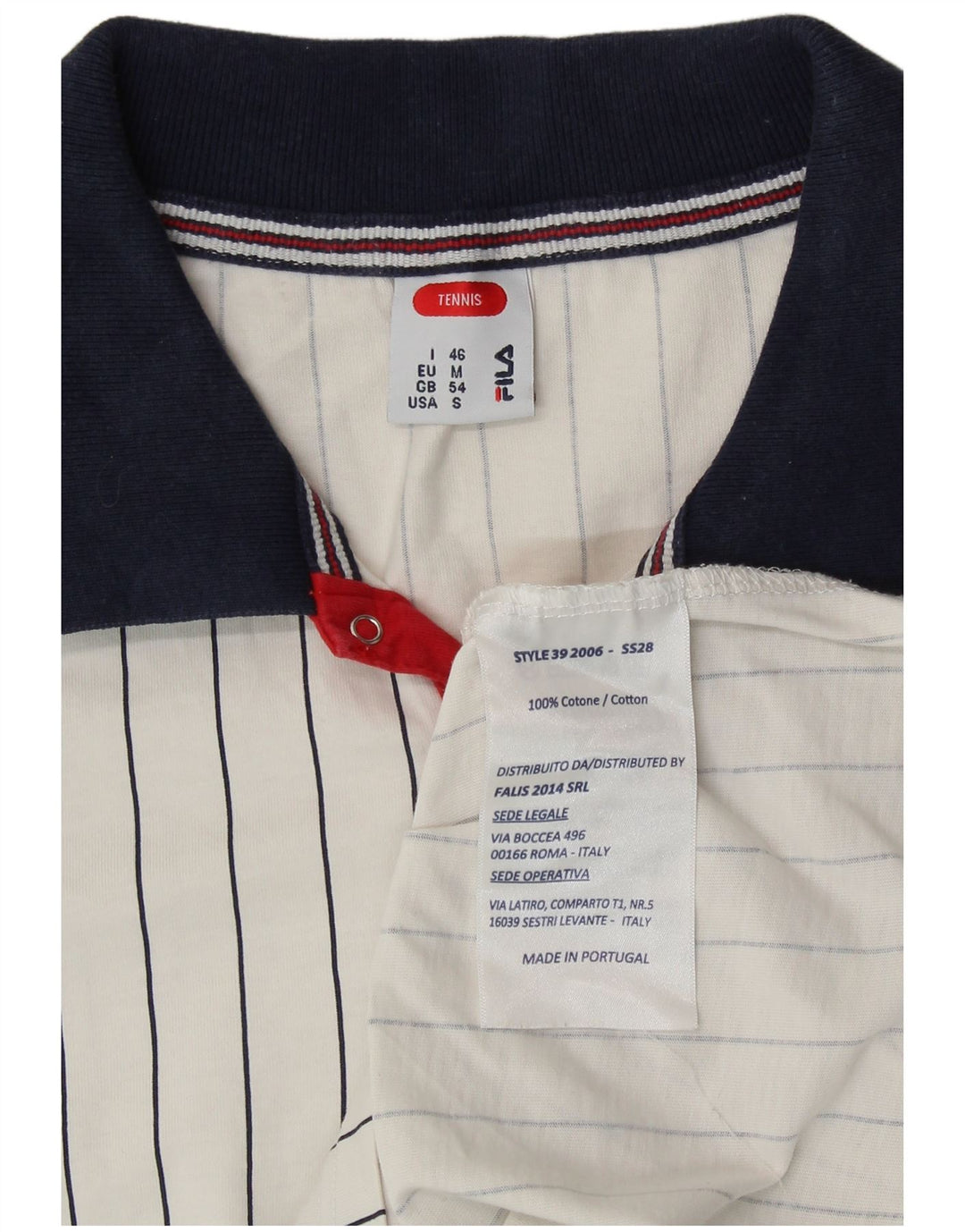 FILA Mens Tennis Polo Shirt Small White Pinstripe Cotton