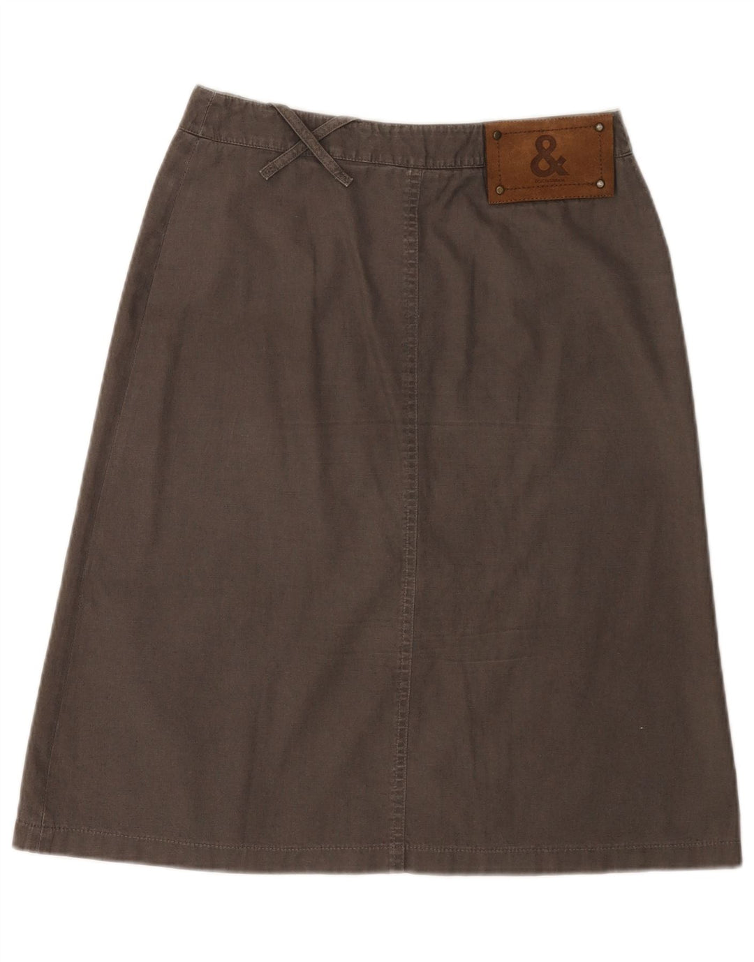 Dolce & Gabbana Womens A-Line Skirt IT 42 Medium W28 Khaki Cotton