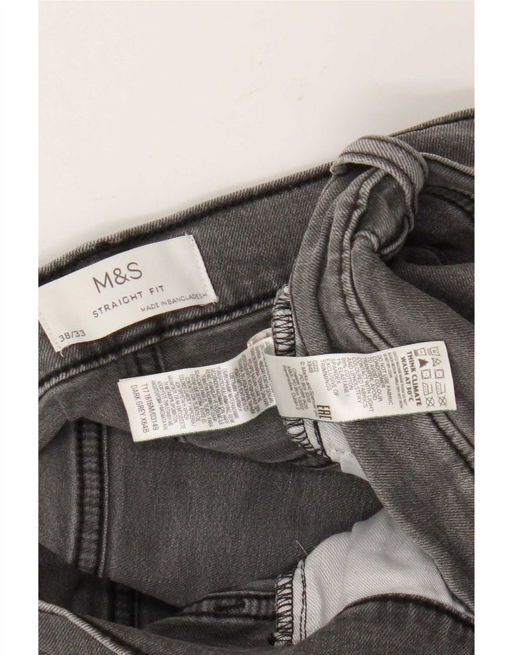 Marks & Spencer Mens Straight Jeans W38 L33 Grey Cotton