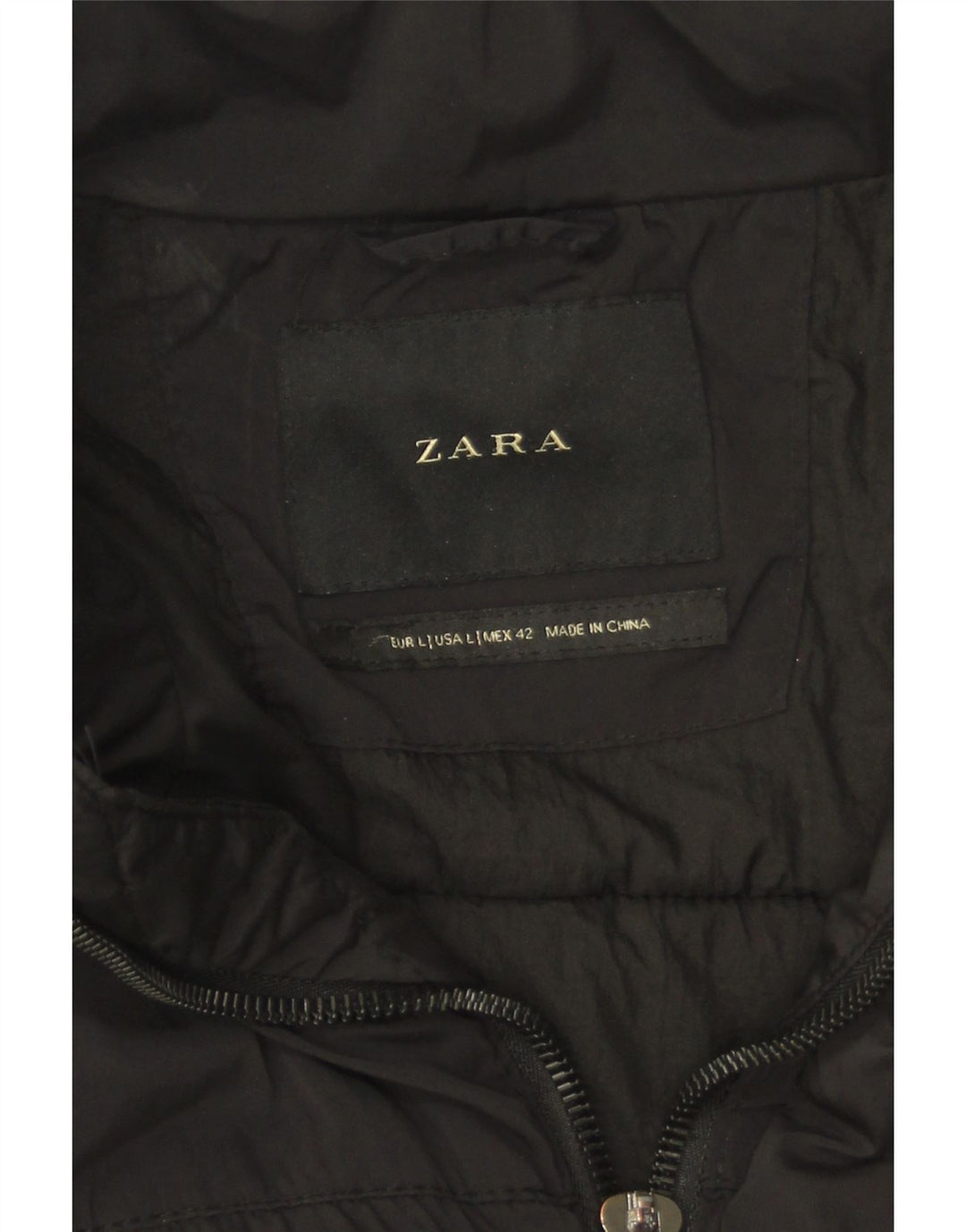 Zara Mens Padded Coat UK 40 Large Black Polyester