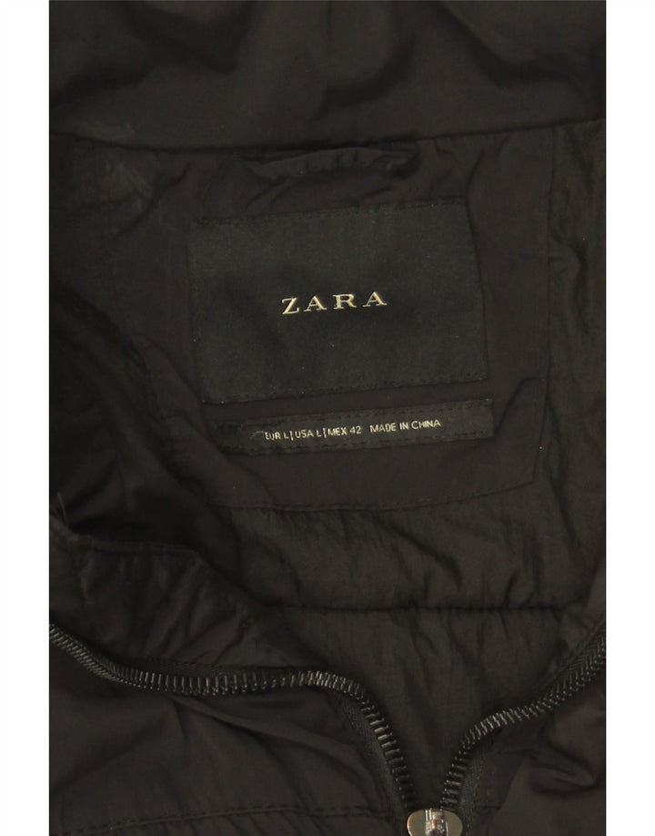 Zara Mens Padded Coat UK 40 Large Black Polyester