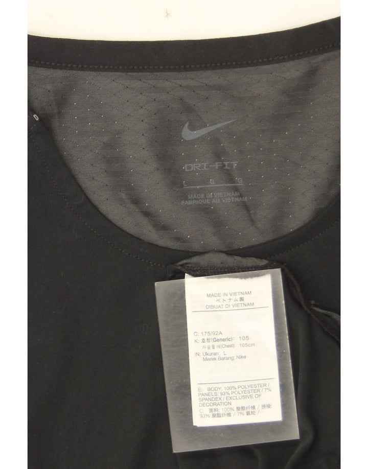 Nike Mens Dri Fit T-Shirt Top Large Black Camouflage Polyester