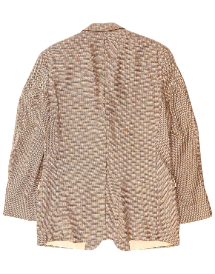 HUGO BOSS Mens 2 Button Blazer Jacket UK 38 Medium Brown Silk