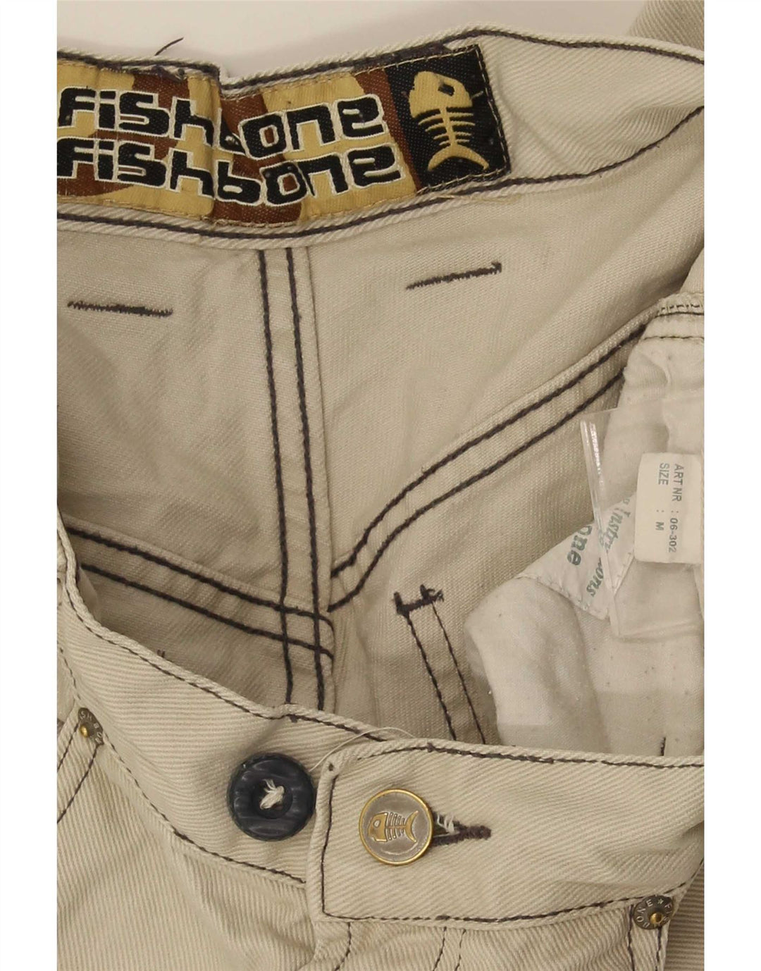 Fishbone Mens Straight Cargo Trousers Medium W32 L30 Beige