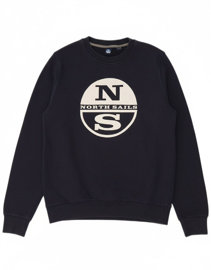 NORTH SAILS Boys Graphic Sweatshirt Jumper 15-16 Years  Navy Blue Cotton