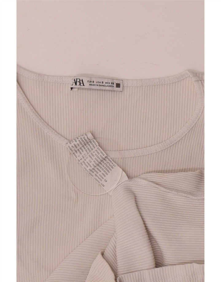 Zara Womens Crop Batwing Blouse Top UK 8 Small White Cotton