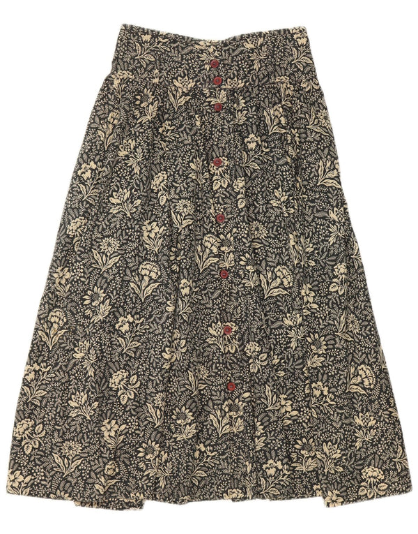 Byblos Womens High Waist A-Line Skirt IT 40 Small W26 Black Floral Cotton