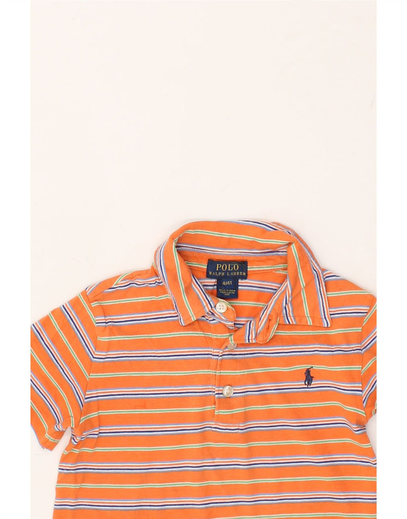 POLO RALPH LAUREN Boys Polo Shirt 3-4 Years Orange Striped Cotton | Vintage Polo Ralph Lauren | Thrift | Second-Hand Polo Ralph Lauren | Used Clothing | Messina Hembry 