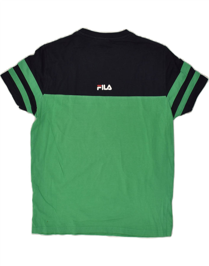 FILA Mens Graphic T-Shirt Top XS Green Colourblock Cotton Vintage Fila and Second-Hand Fila from Messina Hembry 