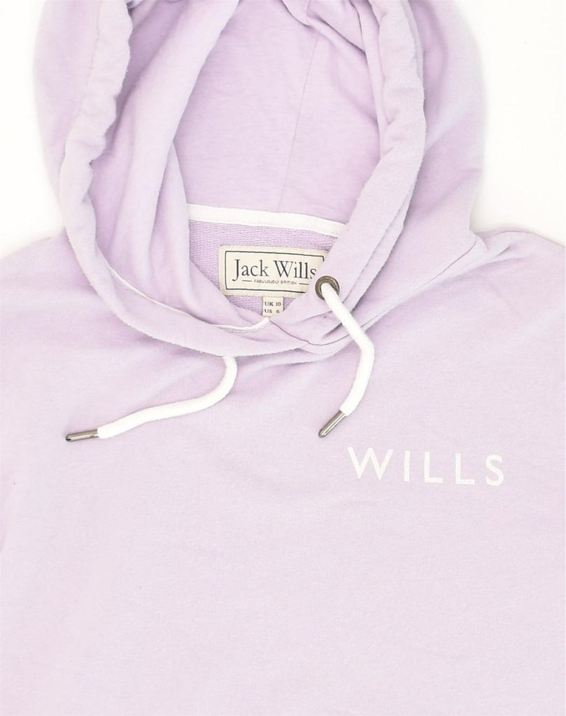 JACK WILLS Womens Graphic Hoodie Jumper UK 10 Small  Purple Cotton | Vintage Jack Wills | Thrift | Second-Hand Jack Wills | Used Clothing | Messina Hembry 