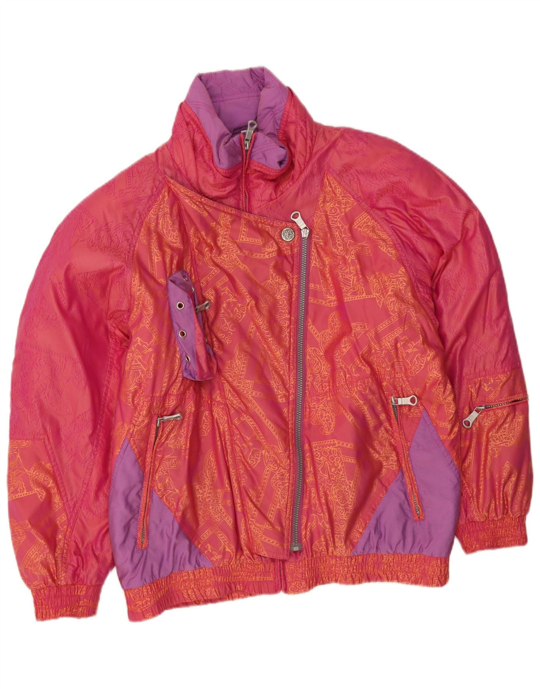 Vintage Womens Padded Jacket IT 42 Medium Pink Colourblock Nylon