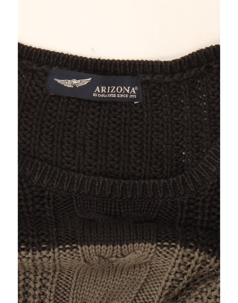 ARIZONA Womens Boat Neck Jumper Sweater UK 12 Medium Black Colourblock Vintage Arizona and Second-Hand Arizona from Messina Hembry 