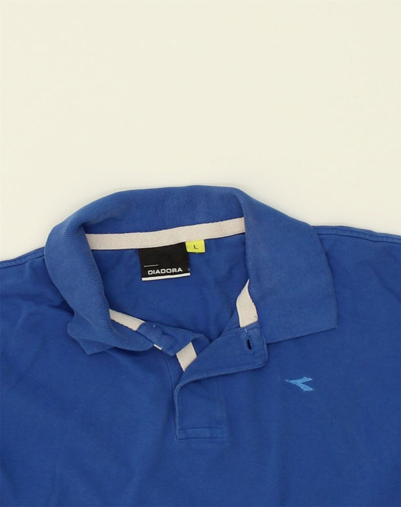 DIADORA Mens Polo Shirt Large Blue Cotton | Vintage Diadora | Thrift | Second-Hand Diadora | Used Clothing | Messina Hembry 