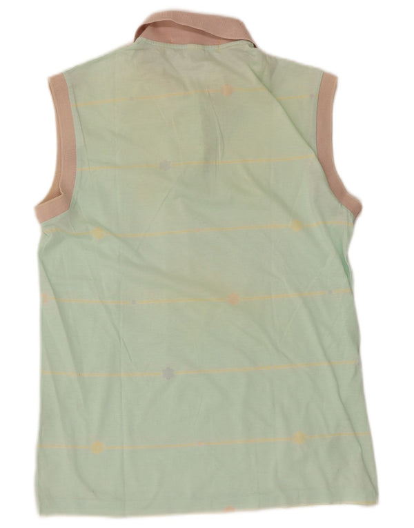 Sergio Tacchini Womens Sleeveless Polo Shirt US 12 Large Green Striped