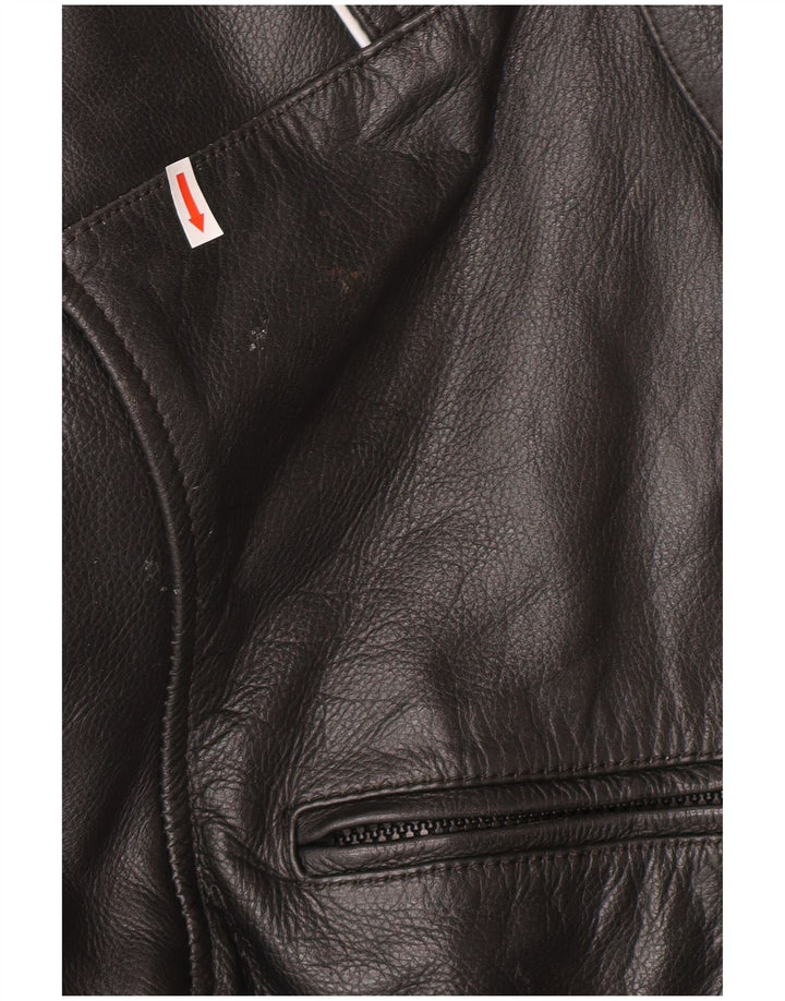 VINTAGE Mens Leather Racer Jacket UK 46 3XL Black Leather