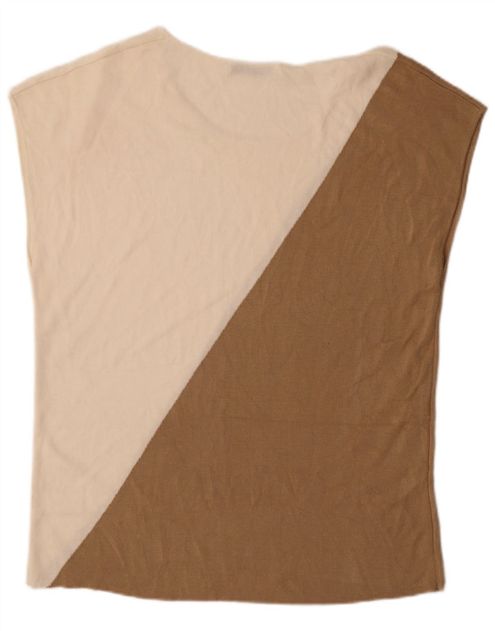 Zara Womens Oversized T-Shirt Top UK 10 Small Beige Colourblock