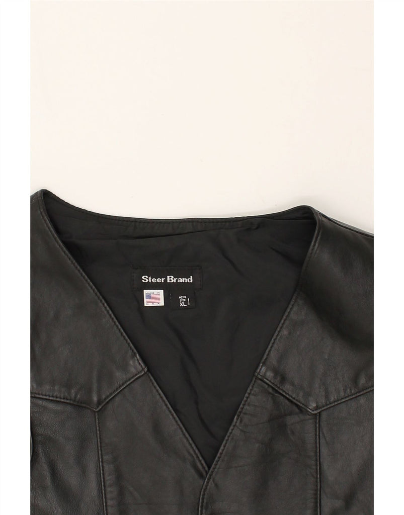 VINTAGE Mens Waistcoat UK 42 XL Black Leather | Vintage Vintage | Thrift | Second-Hand Vintage | Used Clothing | Messina Hembry 