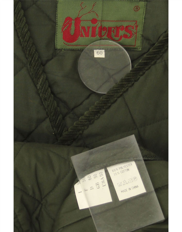 UNIVERS Mens Quilted Gilet UK 50 3XL Khaki Polyester Vintage Univers and Second-Hand Univers from Messina Hembry 