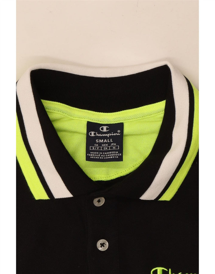 CHAMPION Mens Polo Shirt Small Black Cotton Vintage Champion and Second-Hand Champion from Messina Hembry 