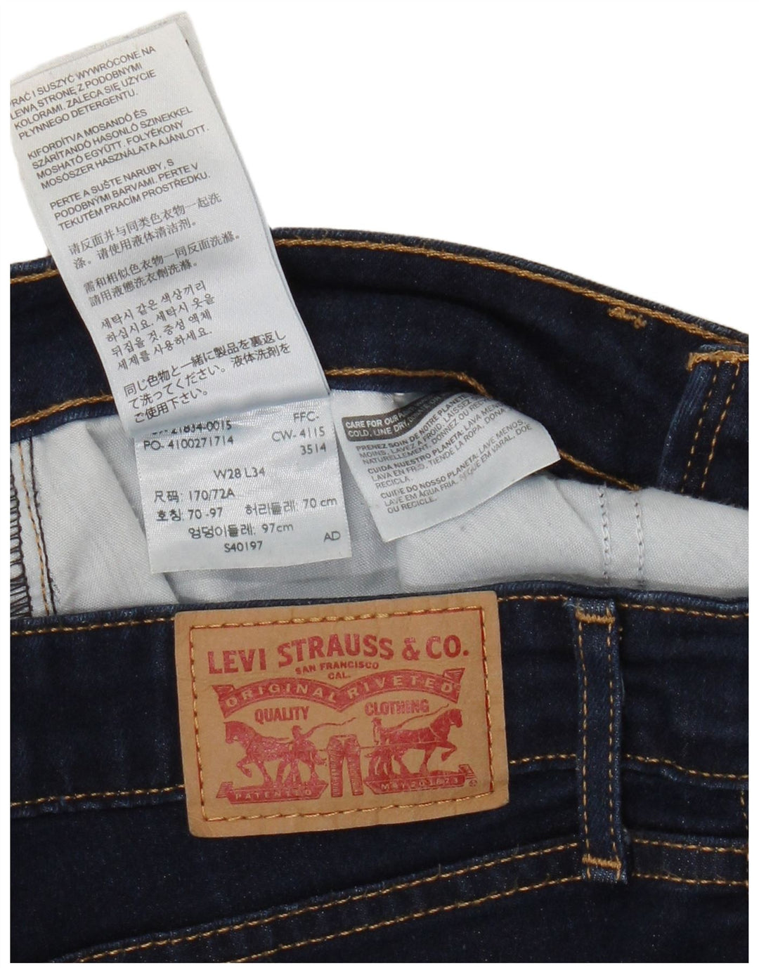 Levi's Womens 714 Straight Jeans W28 L30 Navy Blue Cotton