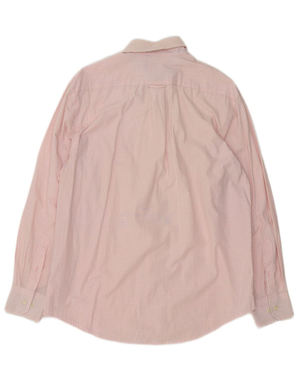 Izod Mens Shirt Medium Pink Gingham Cotton