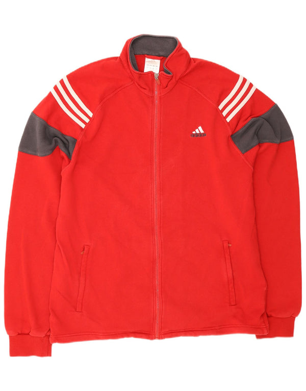 Adidas Mens Tracksuit Top Jacket UK 48/50 XL Red Colourblock Cotton