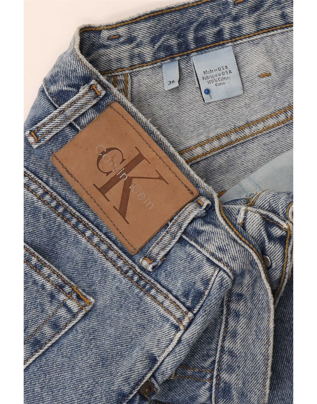 Calvin Klein Mens Denim Shorts W36 Large Blue Cotton