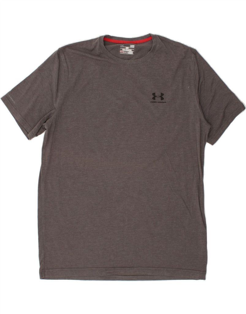 UNDER ARMOUR Mens Heat Gear T-Shirt Top Large Grey Cotton | Vintage Under Armour | Thrift | Second-Hand Under Armour | Used Clothing | Messina Hembry 