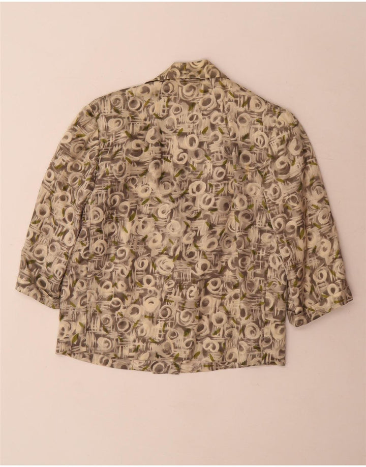 Vintage Womens Abstract Pattern 3/4 Sleeve 2 Piece Set UK 12 Medium Grey