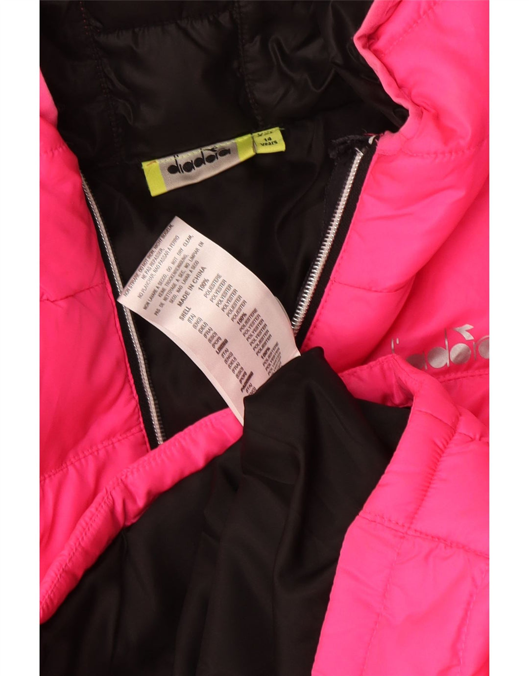 Diadora Girls Hooded Padded Jacket 13-14 Years Pink Polyester