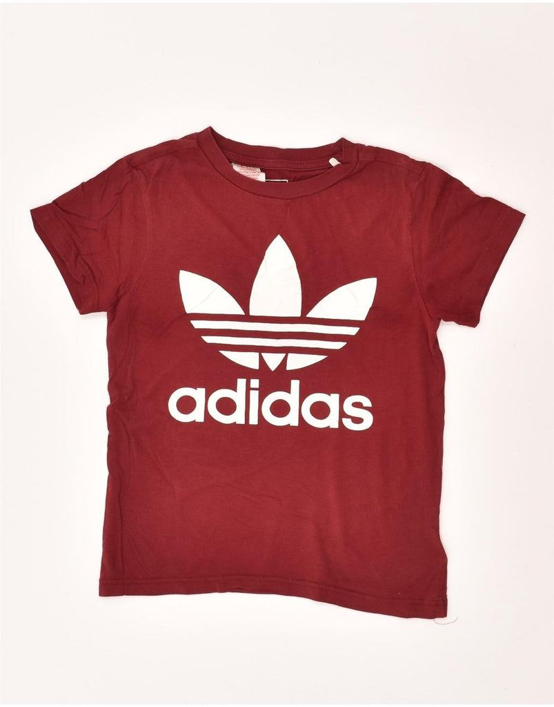 ADIDAS Boys Graphic T-Shirt Top 9-10 Years Maroon Cotton | Vintage Adidas | Thrift | Second-Hand Adidas | Used Clothing | Messina Hembry 