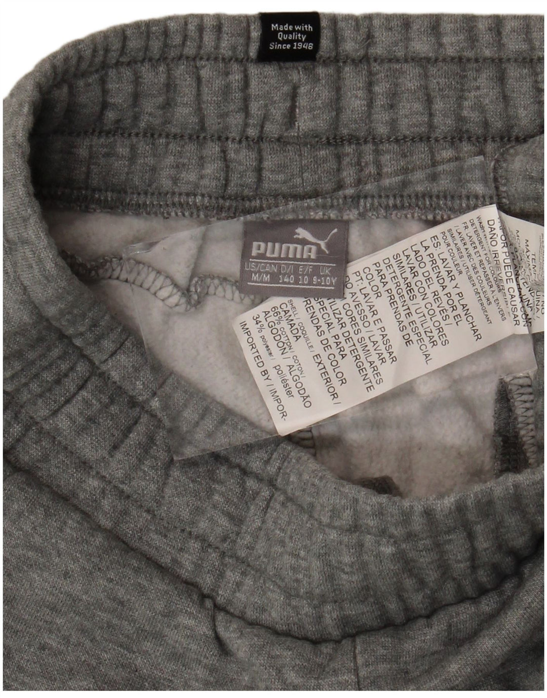 PUMA Boys Tracksuit Trousers Joggers 9-10 Years  Grey Cotton