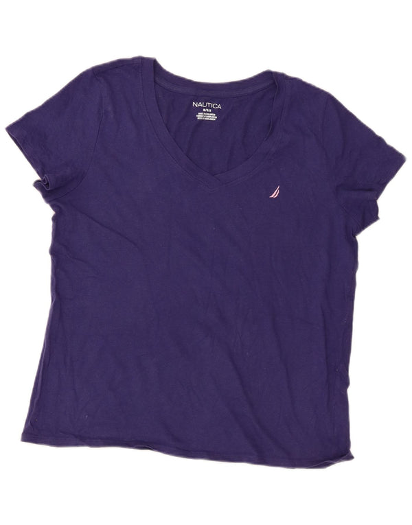 Nautica Womens T-Shirt Top UK 14 Medium Navy Blue Cotton