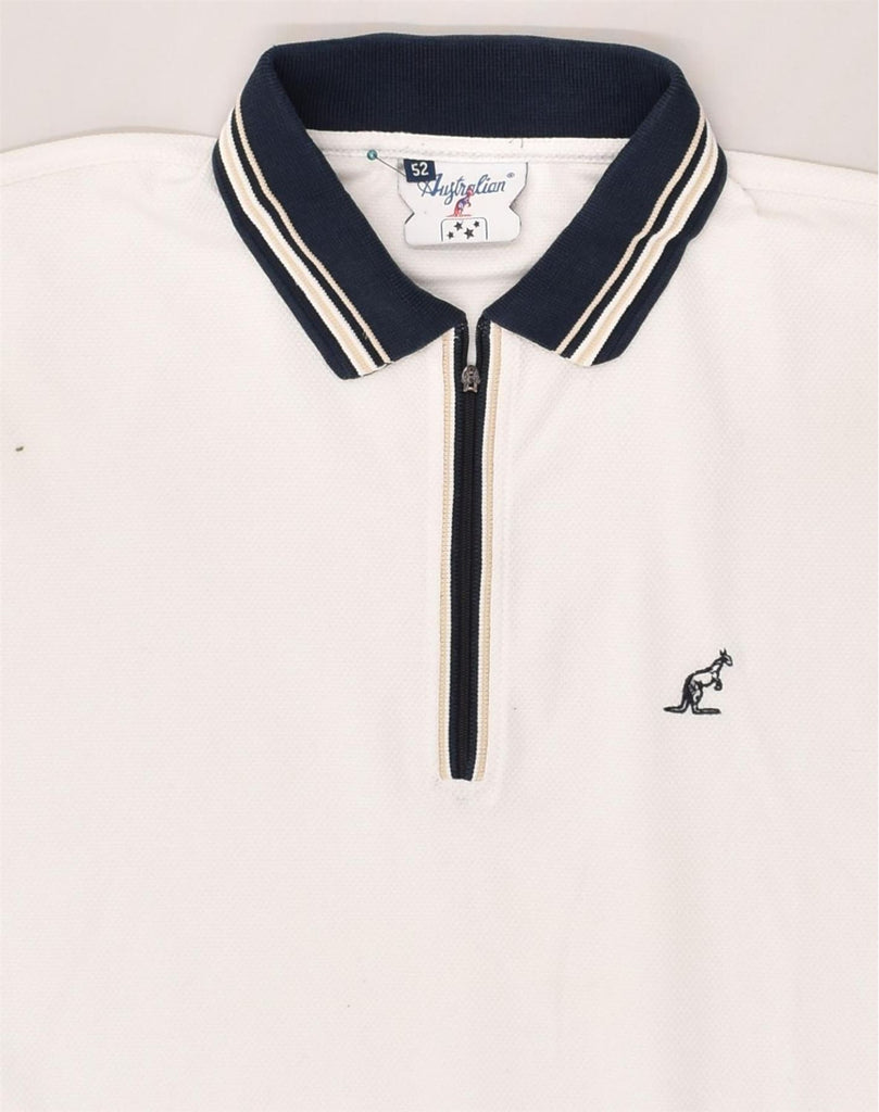 AUSTRALIAN L'ALPINA Mens Polo Shirt IT 52 Large White Polyester | Vintage AUSTRALIAN L'ALPINA | Thrift | Second-Hand AUSTRALIAN L'ALPINA | Used Clothing | Messina Hembry 