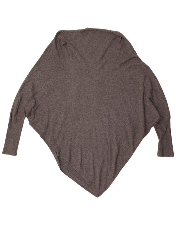 Zara Womens Oversized 3/4 Sleeve Boat Neck Jumper Sweater UK 16 Large Grey