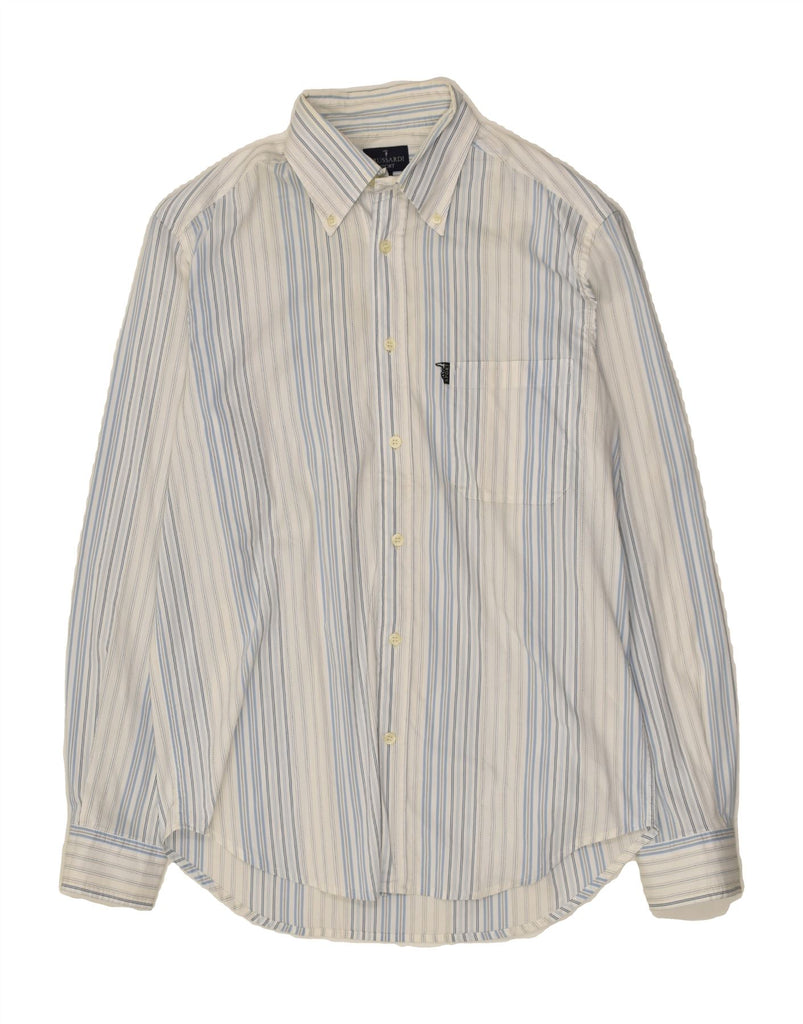 TRUSSARDI Mens Shirt Medium Grey Striped Cotton | Vintage Trussardi | Thrift | Second-Hand Trussardi | Used Clothing | Messina Hembry 