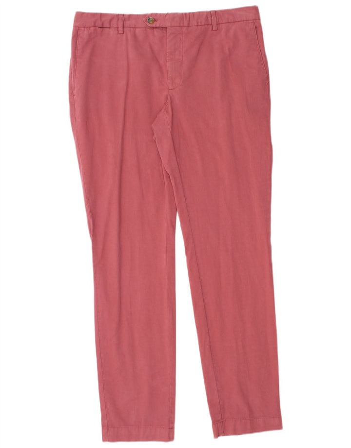 Hackett Mens Slim Suit Trousers W33 L31 Pink Cotton