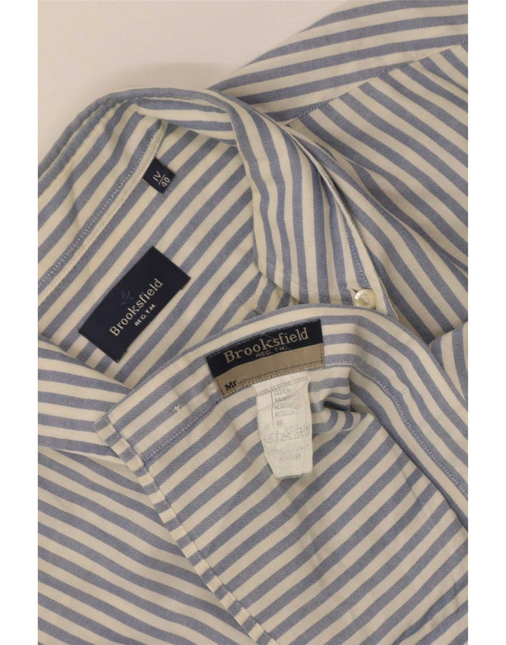 Brooksfield Mens Shirt Size 40 Medium Blue Pinstripe Cotton