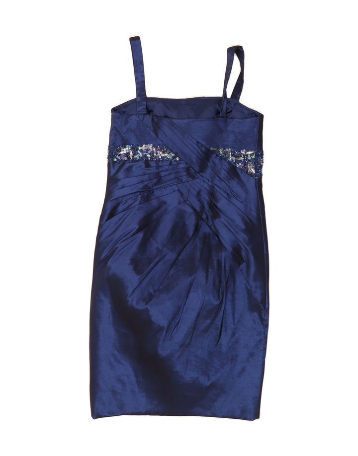LIBRA Womens Sleeveless Sheath Dress UK 12 Medium Navy Blue Polyester Vintage Libra and Second-Hand Libra from Messina Hembry 