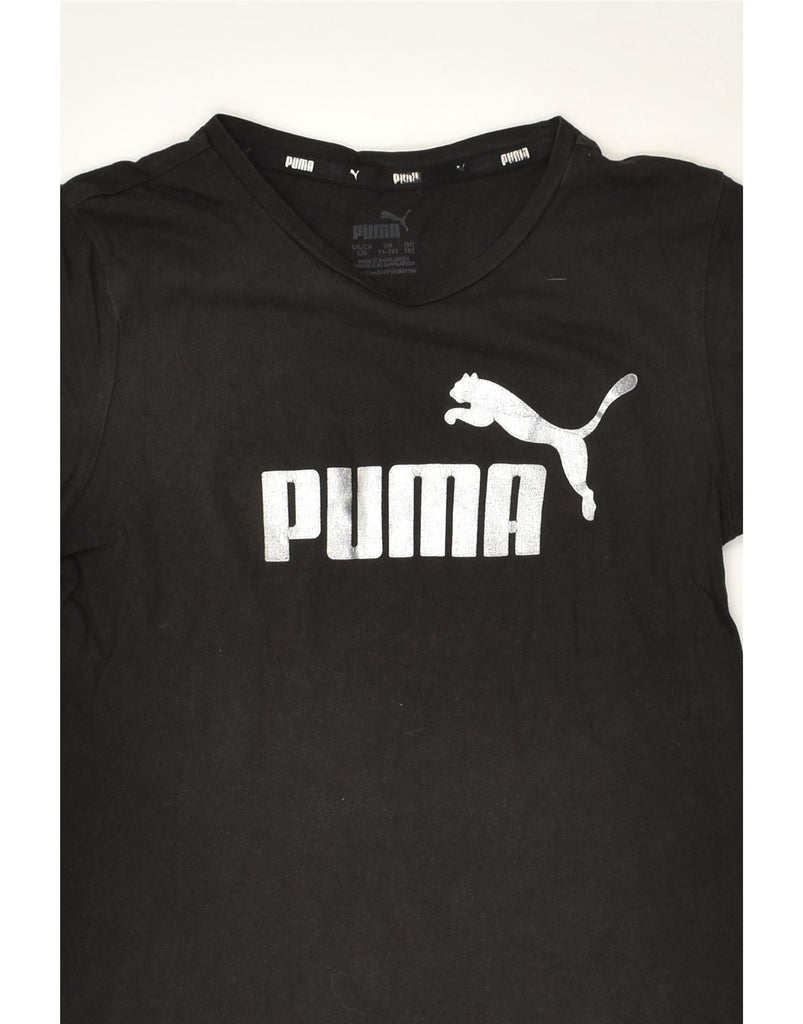 PUMA Girls Graphic T-Shirt Top 11-12 Years  Black Cotton | Vintage Puma | Thrift | Second-Hand Puma | Used Clothing | Messina Hembry 