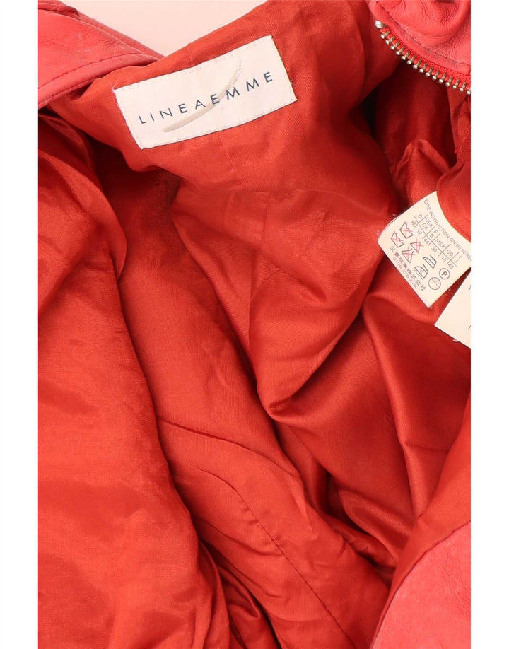 Linea Emme Womens Leather Jacket UK 16 Large Red