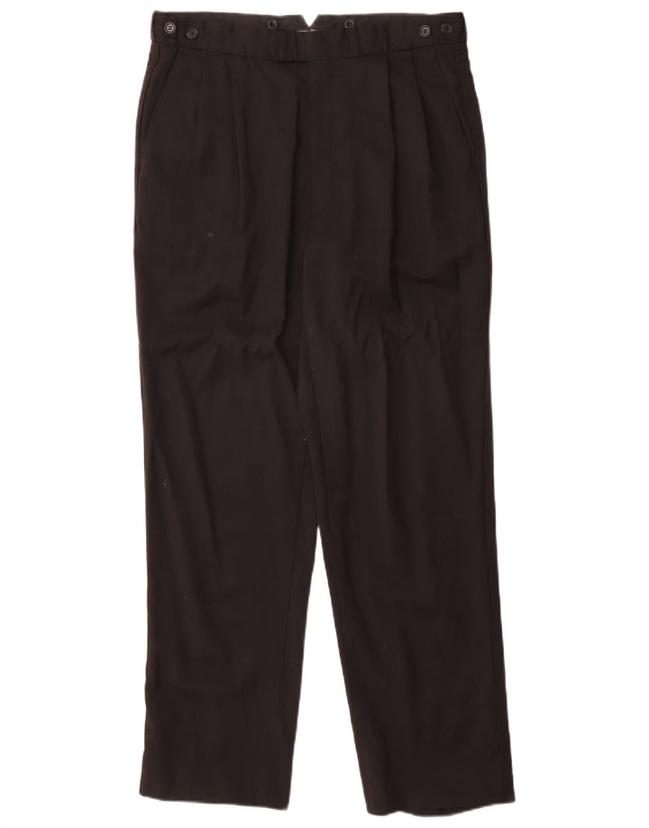 Marks & Spencer Mens Pegged Suit Trousers Size 34 W34 L31 Black New Wool