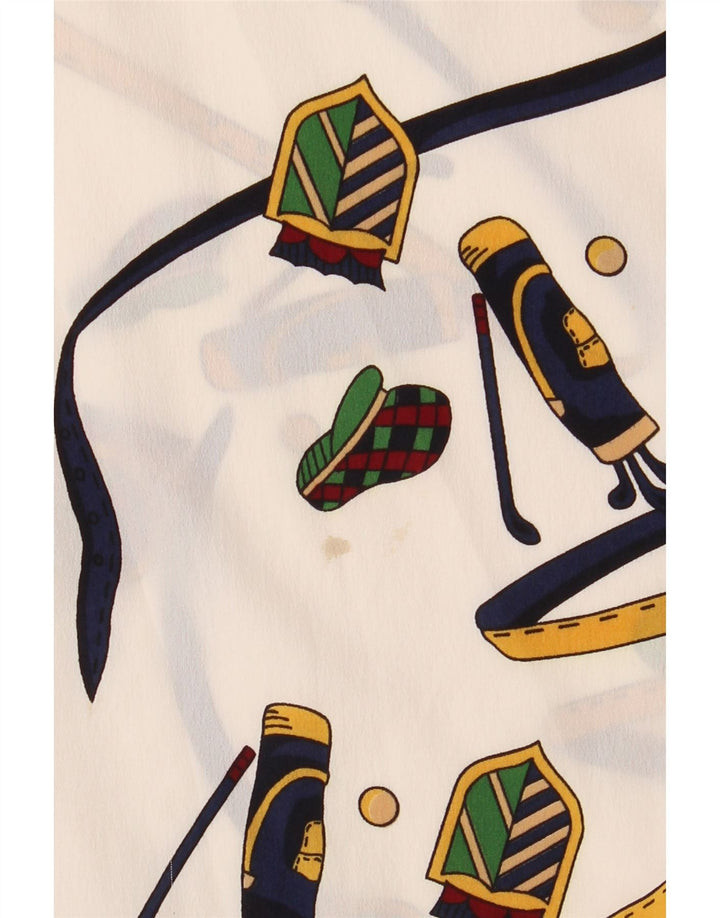 VINTAGE Womens Abstract Pattern See Through Shirt IT 42 Medium White