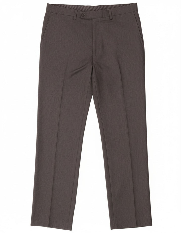 Calvin Klein Mens Straight Suit Trousers W36 L32 Grey Polyester