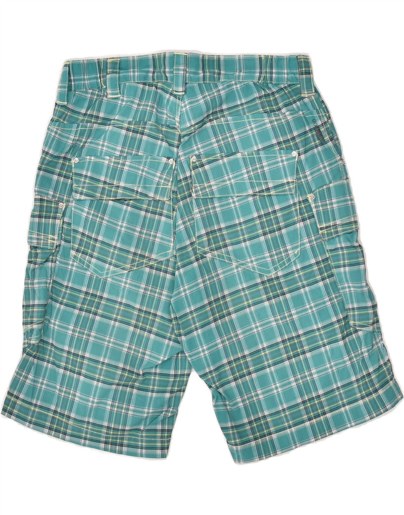 SALEWA Mens Cargo Shorts Small W29 Turquoise Check Polyamide | Vintage SALEWA | Thrift | Second-Hand SALEWA | Used Clothing | Messina Hembry 